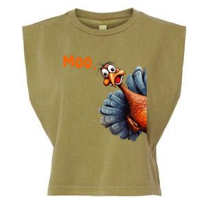 Funny Thanksgiving Turkey Moo IM A Cow Gift Garment-Dyed Women's Muscle Tee