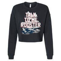 Funny Talk To Me Rooster Cropped Pullover Crew