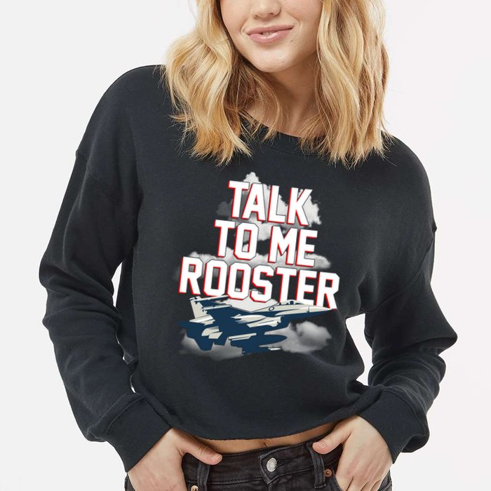 Funny Talk To Me Rooster Cropped Pullover Crew