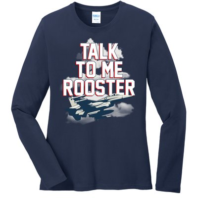 Funny Talk To Me Rooster Ladies Long Sleeve Shirt