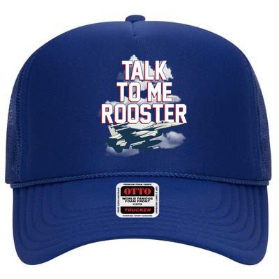 Funny Talk To Me Rooster High Crown Mesh Back Trucker Hat