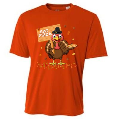 Funny Thanksgiving Turkey Eat Pizza Cute Gift Cooling Performance Crew T-Shirt