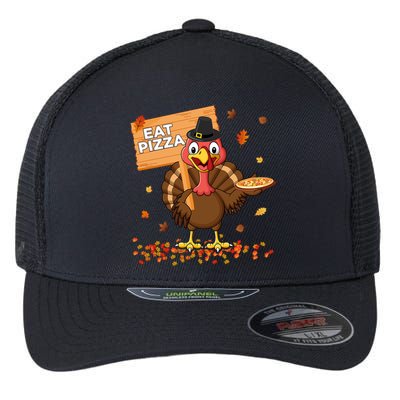 Funny Thanksgiving Turkey Eat Pizza Cute Gift Flexfit Unipanel Trucker Cap