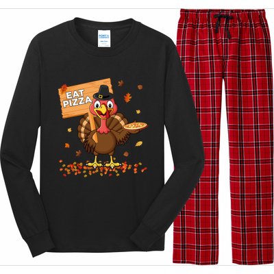 Funny Thanksgiving Turkey Eat Pizza Cute Gift Long Sleeve Pajama Set