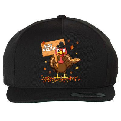 Funny Thanksgiving Turkey Eat Pizza Cute Gift Wool Snapback Cap