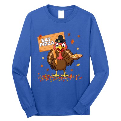 Funny Thanksgiving Turkey Eat Pizza Cute Gift Long Sleeve Shirt