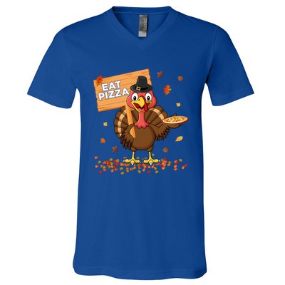 Funny Thanksgiving Turkey Eat Pizza Cute Gift V-Neck T-Shirt