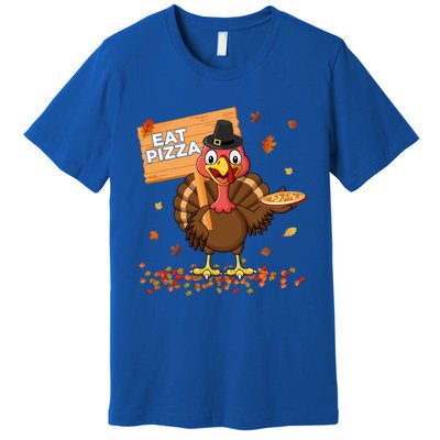 Funny Thanksgiving Turkey Eat Pizza Cute Gift Premium T-Shirt