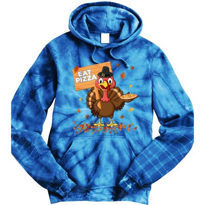 Funny Thanksgiving Turkey Eat Pizza Cute Gift Tie Dye Hoodie