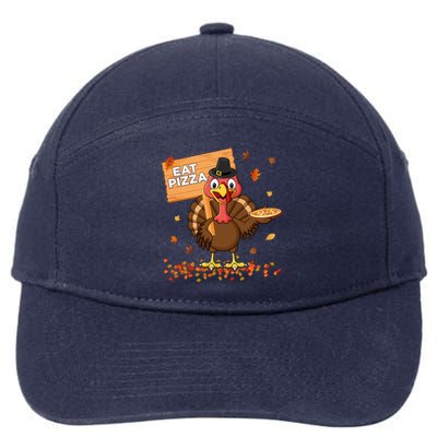 Funny Thanksgiving Turkey Eat Pizza Cute Gift 7-Panel Snapback Hat