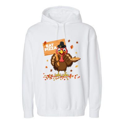 Funny Thanksgiving Turkey Eat Pizza Cute Gift Garment-Dyed Fleece Hoodie