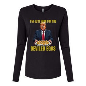 Funny Trump Thanksgiving IM Just Here For The Deviled Eggs Womens Cotton Relaxed Long Sleeve T-Shirt