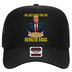 Funny Trump Thanksgiving IM Just Here For The Deviled Eggs High Crown Mesh Back Trucker Hat