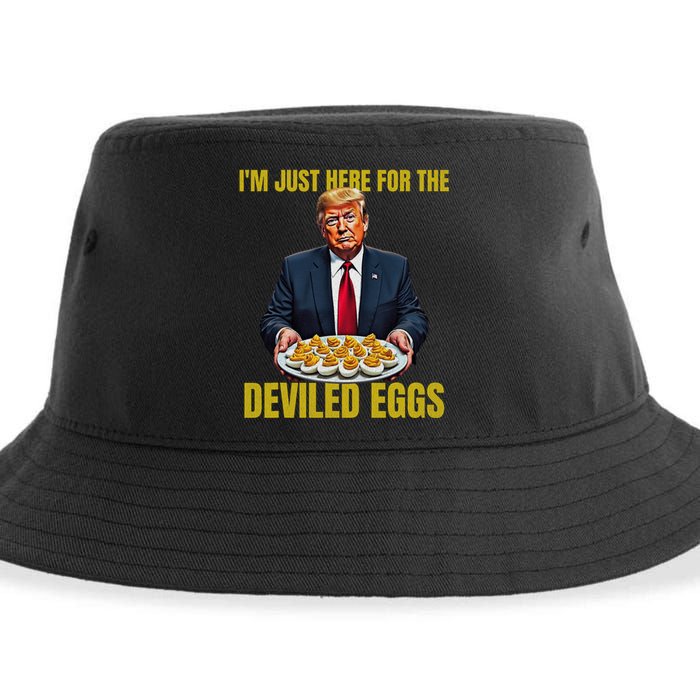 Funny Trump Thanksgiving IM Just Here For The Deviled Eggs Sustainable Bucket Hat