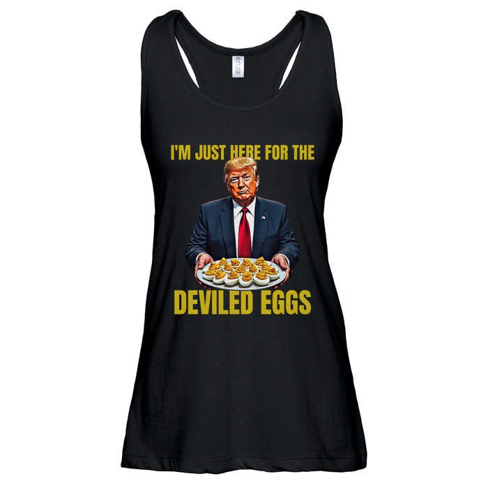 Funny Trump Thanksgiving IM Just Here For The Deviled Eggs Ladies Essential Flowy Tank