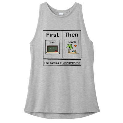 First Teach Then Beach IM Earning A Summerbreak Ladies PosiCharge Tri-Blend Wicking Tank