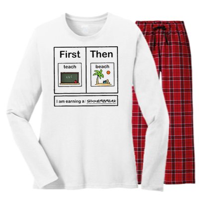 First Teach Then Beach IM Earning A Summerbreak Women's Long Sleeve Flannel Pajama Set 