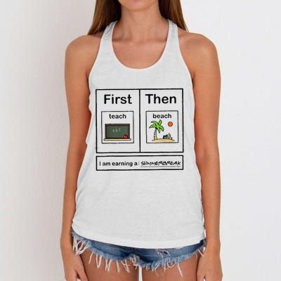 First Teach Then Beach IM Earning A Summerbreak Women's Knotted Racerback Tank