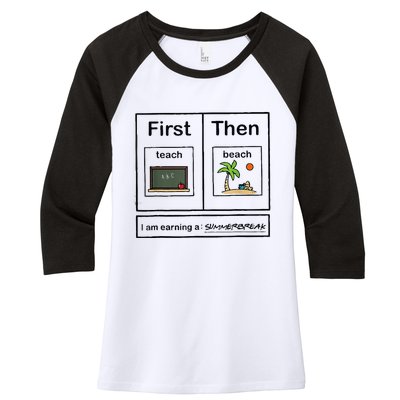 First Teach Then Beach IM Earning A Summerbreak Women's Tri-Blend 3/4-Sleeve Raglan Shirt