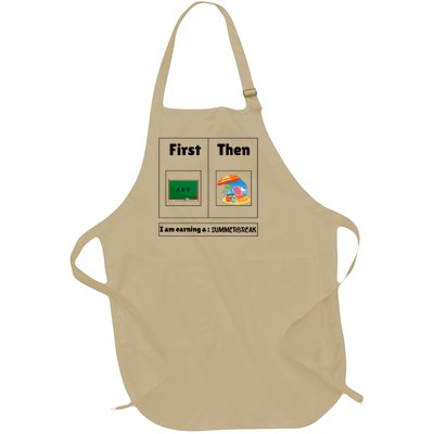 First Teach Then Beach First Teach Then Beach Funny Teacher Full-Length Apron With Pockets