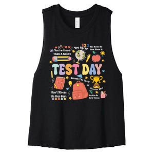 Funny Teacher Test Day Motivational Teacher Starr Testing Women's Racerback Cropped Tank