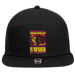 Faithful To The Cheese Japanese Horror Rat 7 Panel Mesh Trucker Snapback Hat