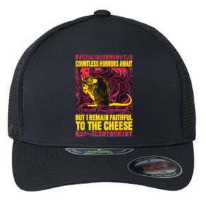 Faithful To The Cheese Japanese Horror Rat Flexfit Unipanel Trucker Cap