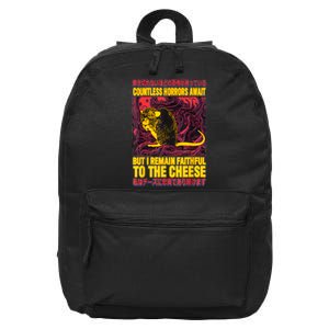 Faithful To The Cheese Japanese Horror Rat 16 in Basic Backpack