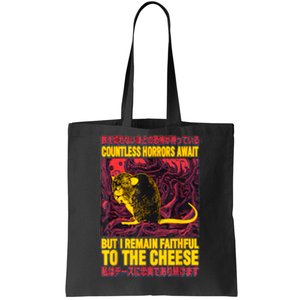 Faithful To The Cheese Japanese Horror Rat Tote Bag