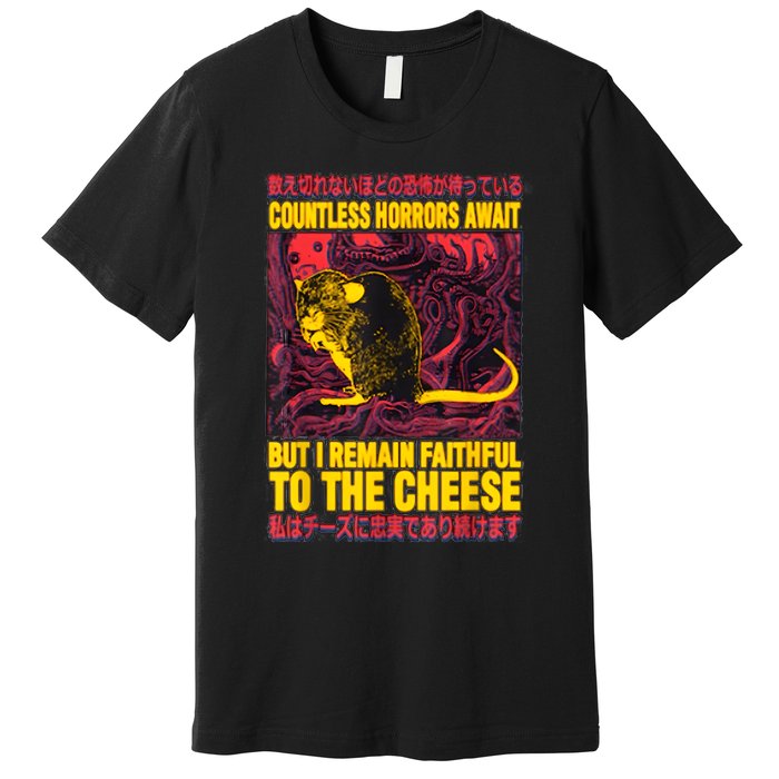 Faithful To The Cheese Japanese Horror Rat Premium T-Shirt