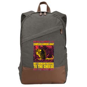 Faithful To The Cheese Japanese Horror Rat Cotton Canvas Backpack