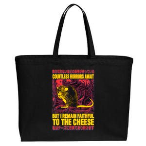 Faithful To The Cheese Japanese Horror Rat Cotton Canvas Jumbo Tote