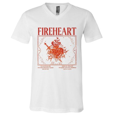 Fireheart Terrasen Throne Of Glass Merchandise V-Neck T-Shirt