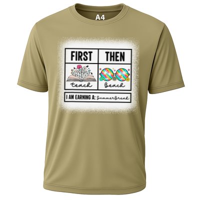 First Teach Then Beach I Am Earning A Summer Break Teacher Cooling Performance Crew T-Shirt