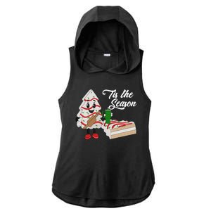 Funny Tis The Season Christmas Tree Cakes Debbie Xmas Gifts Ladies PosiCharge Tri-Blend Wicking Draft Hoodie Tank