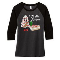 Funny Tis The Season Christmas Tree Cakes Debbie Xmas Gifts Women's Tri-Blend 3/4-Sleeve Raglan Shirt