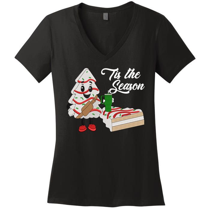 Funny Tis The Season Christmas Tree Cakes Debbie Xmas Gifts Women's V-Neck T-Shirt