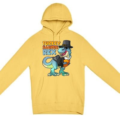 Funny Thanksgiving Turkey Saurus Rex Premium Pullover Hoodie