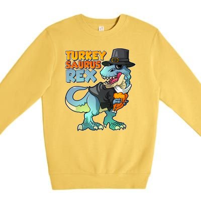 Funny Thanksgiving Turkey Saurus Rex Premium Crewneck Sweatshirt