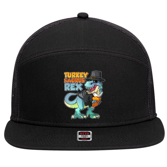 Funny Thanksgiving Turkey Saurus Rex 7 Panel Mesh Trucker Snapback Hat