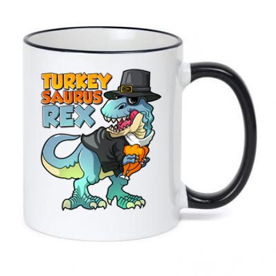 Funny Thanksgiving Turkey Saurus Rex 11oz Black Color Changing Mug