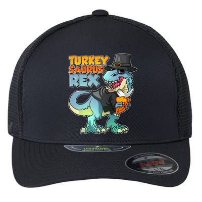 Funny Thanksgiving Turkey Saurus Rex Flexfit Unipanel Trucker Cap