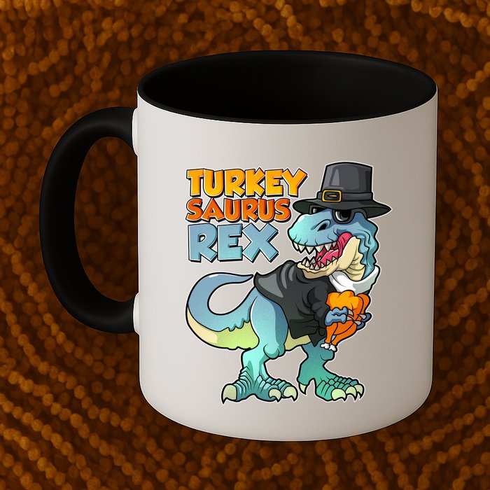 Funny Thanksgiving Turkey Saurus Rex Mug