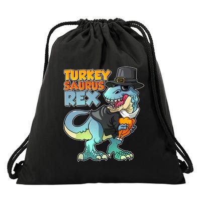 Funny Thanksgiving Turkey Saurus Rex Drawstring Bag
