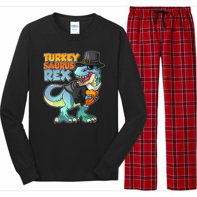 Funny Thanksgiving Turkey Saurus Rex Long Sleeve Pajama Set