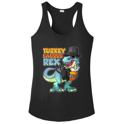 Funny Thanksgiving Turkey Saurus Rex Ladies PosiCharge Competitor Racerback Tank