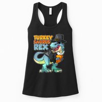 Funny Thanksgiving Turkey Saurus Rex Womens Tank Top