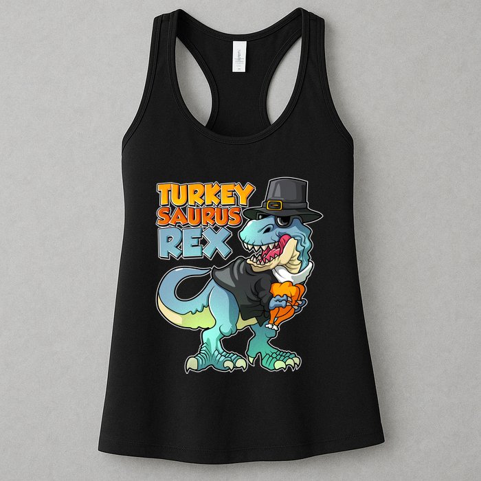 Funny Thanksgiving Turkey Saurus Rex Womens Tank Top