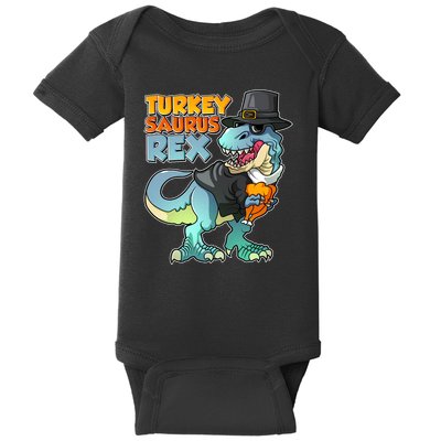 Funny Thanksgiving Turkey Saurus Rex Baby Bodysuit