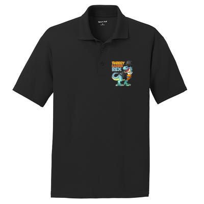 Funny Thanksgiving Turkey Saurus Rex PosiCharge RacerMesh Polo